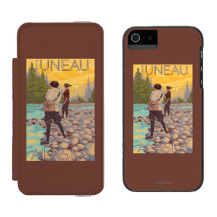Frauen fliegen Fischen - Juneau, Alaska Incipio Watson™ iPhone 5 Geldbörsen Hülle
