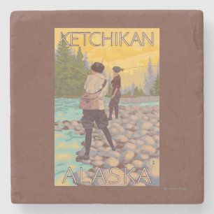 Frauen fliegen Fischen - Ketchikan, Alaska Steinuntersetzer