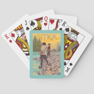 Frauen fliegen Fischen - Sitka, Alaska Spielkarten