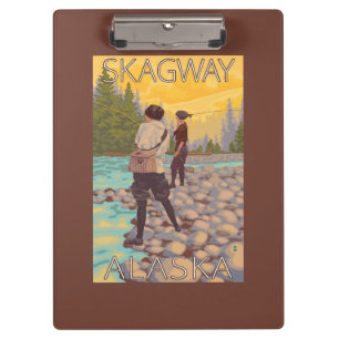 Frauen fliegen Fischen - Skagway, Alaska Klemmbrett