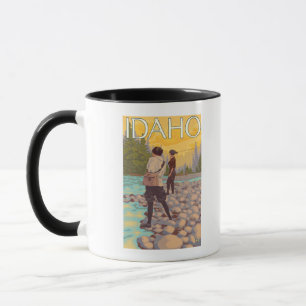 Frauen fliegen FishingIdahoVintage Reise-Plakat Tasse