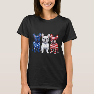Frauen Französische Bulldogge Amerikanische Flagge T-Shirt