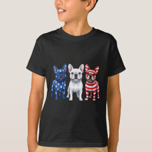 Frauen Französische Bulldogge Amerikanische Flagge T-Shirt