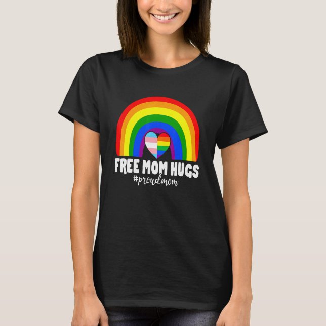 Frauen Freie Mama Schläger Rainbow Proud Mama Lgbt T-Shirt (Vorderseite)
