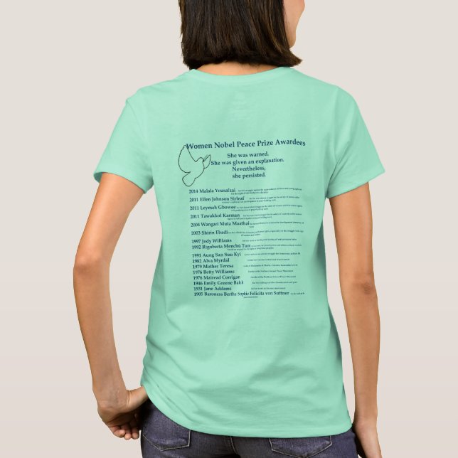 Frauen-Friedensnobelpreis, Nevetheless bestand sie T-Shirt (Rückseite)