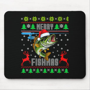 Frauen Frohe Fischweihnachten B Fisch Angeln Lusti Mousepad