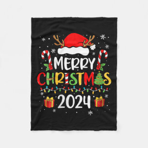 Frauen frohe Weihnachten 2024 Weihnachtsmannmütze Fleecedecke