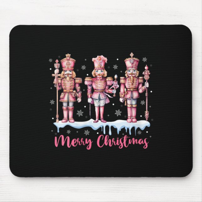 Frauen frohe Weihnachten Pink Nutcracker Squad Xma Mousepad (Vorne)