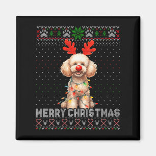 Frauen frohe Weihnachts Poodle Dog Lover Ugly Xmas Magnet
