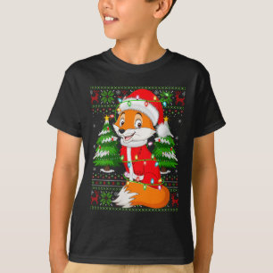 Frauen-Fuchs-Weihnachtslichter-Santa-Kostüm-Hässli T-Shirt