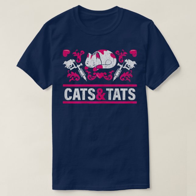 Frauen Funny Cats und Tats Geschenk Tattoo Tinte T T-Shirt (Design vorne)