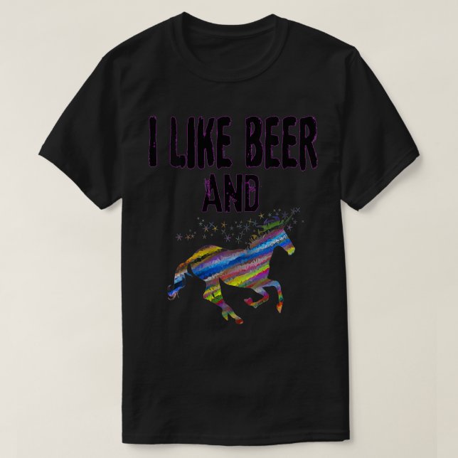 Frauen Funny I like Bier und Einhörner Design Adul T-Shirt (Design vorne)