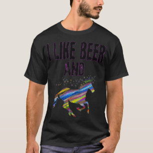 Frauen Funny I like Bier und Einhörner Design Adul T-Shirt
