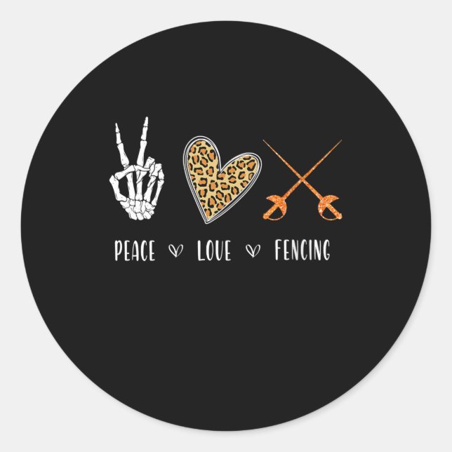 Frauen Funny Peace Liebe Fencing Apparel Gift for Runder Aufkleber (Vorderseite)