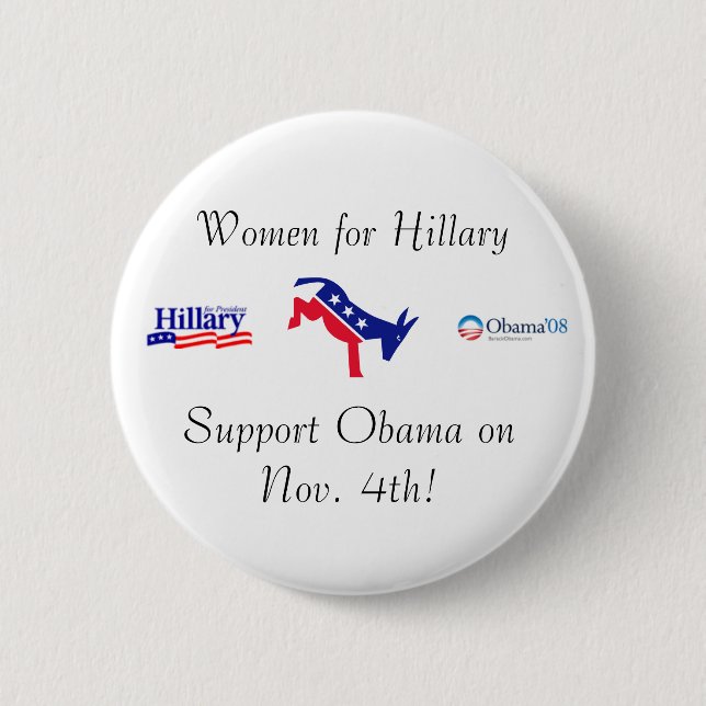 Frauen für Hillary, Unterstützung Obama Button (Vorderseite)