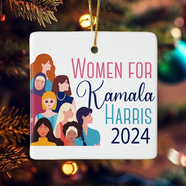 Frauen für Kamala Harris 2024 Weihnachten Keramikornament (Von Creator hochgeladen)