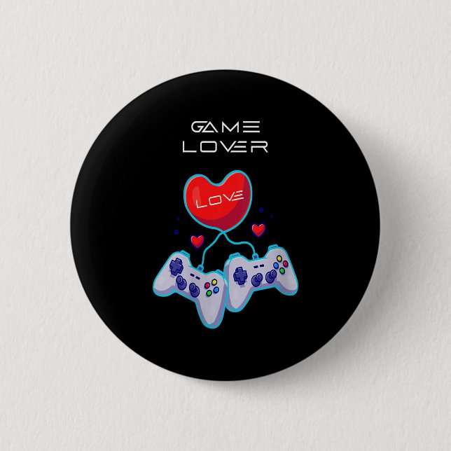 Frauen Gamer Couple Liebe Gamepad Spaß Theme Button (Vorderseite)
