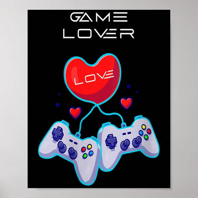 Frauen Gamer Couple Liebe Gamepad Spaß Theme Poster (Vorne)
