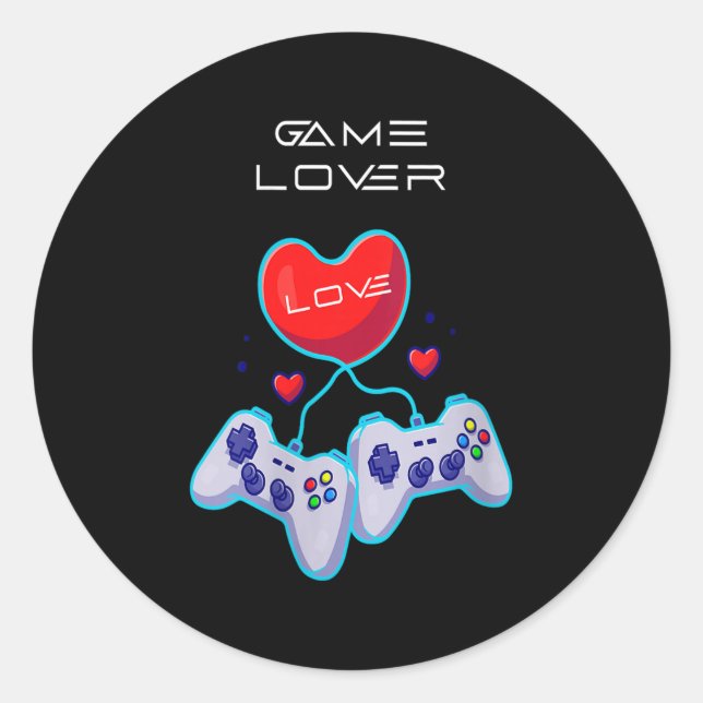Frauen Gamer Couple Liebe Gamepad Spaß Theme Runder Aufkleber (Vorderseite)