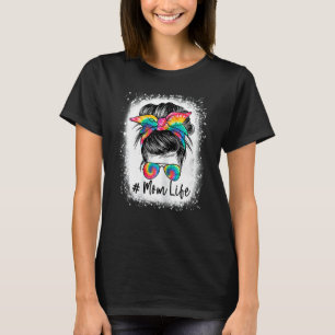 Frauen gebleicht Mama Leben Messy Bun Haare Sonnen T-Shirt