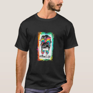 Frauen gebleicht Mama Leben Messy Bun Haare Sonnen T-Shirt