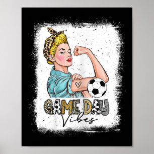 Frauen gebleichtes Fußballspiel-Tag Stimmung Fußba Poster