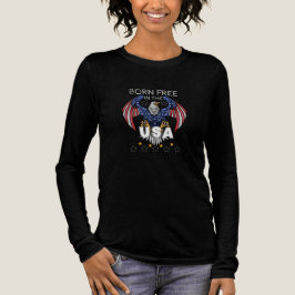 Frauen Geboren frei in den USA Langschlauch Tri-Blend Shirt