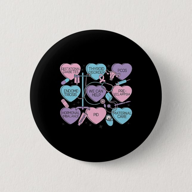 Frauen Geburtshilfe Valentinstag Krankenschwester  Button (Vorderseite)