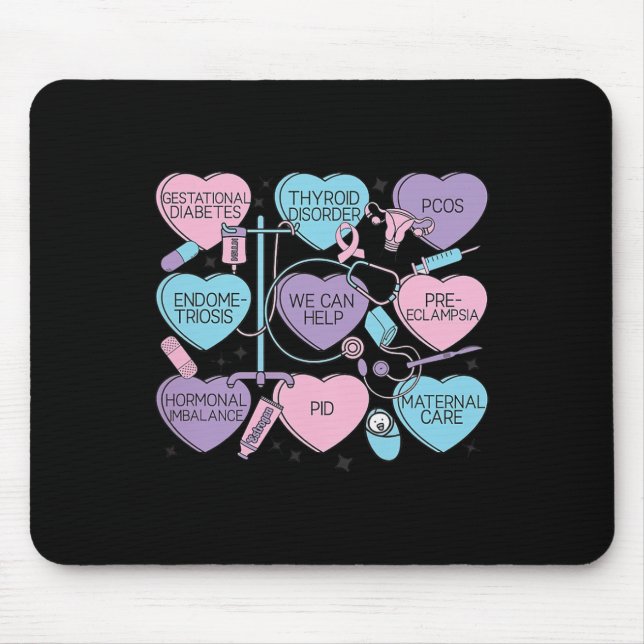 Frauen Geburtshilfe Valentinstag Krankenschwester  Mousepad (Vorne)