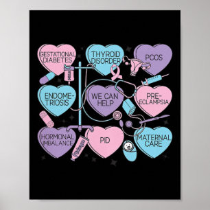 Frauen Geburtshilfe Valentinstag Krankenschwester Poster