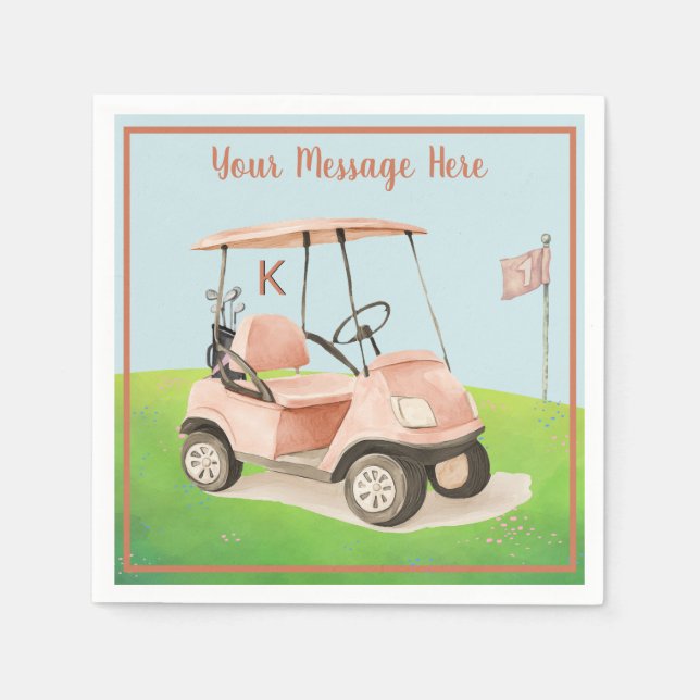 Frauen Geburtstagsruhestand Golf Theme Monogram Serviette (Vorderseite)