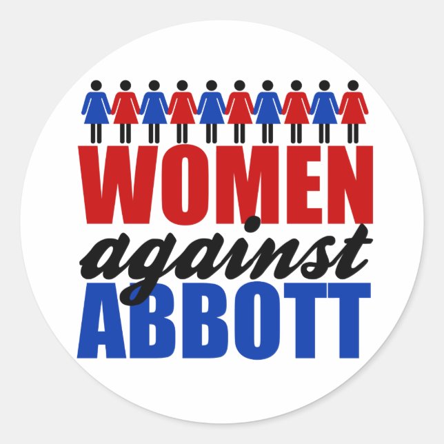 Frauen gegen Greg Abbott Texas politisch Runder Aufkleber (Vorderseite)