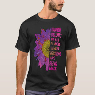 Frauen gehören an allen Orten an / Neck Sonnenblum T-Shirt