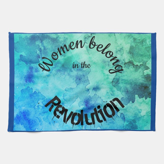 Frauen gehören in der Revolutionsblau-Wasserfarbe Geschirrtuch (Horizontal)