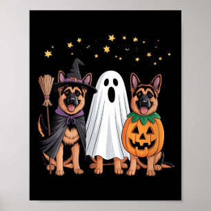 Frauen Geist Hexe Kürbis Deutscher Schäferhund Poster