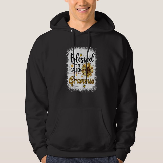 Frauen gesegnet, als Grammie Sonnenblumenmoth beze Hoodie (Vorderseite)