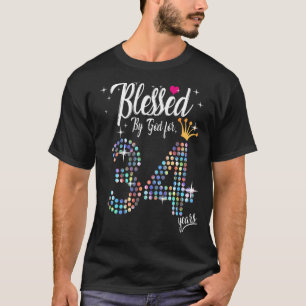 Frauen, gesegnet von Gott für 34 Jahre 34. Geburts T-Shirt