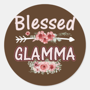 Frauen Gesegnete Glamma Floral Mutter Oma Weihnach Runder Aufkleber