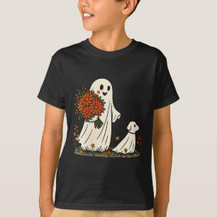 Frauen Gespenst Hund Gruselig Lustig Halloween T-Shirt