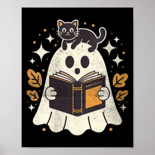 Frauen Ghost Reading Buch Halloween Bibliothek Sch Poster