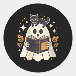Frauen Ghost Reading Buch Halloween Bibliothek Sch Runder Aufkleber