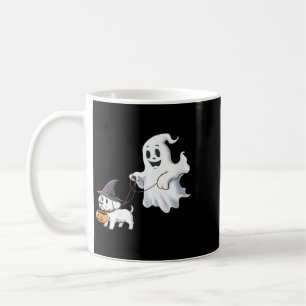 Frauen Ghost Walks The Dog Halloween V-Ausschnitt Kaffeetasse