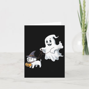 Frauen Ghost Walks The Dog Halloween V-Ausschnitt Karte
