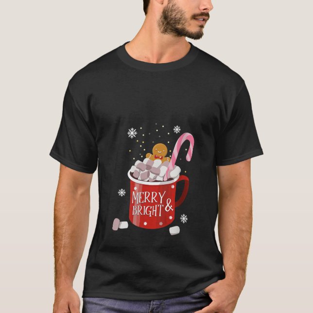 Frauen Gingerbread Retro Merry und helle Christma T-Shirt (Vorderseite)