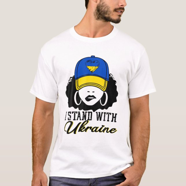 Frauen Girl Ukraine Ich stehe mit Ukraine zur Unte T-Shirt (Vorderseite)