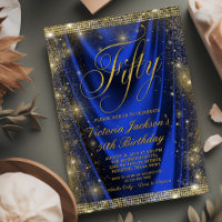 Frauen Glam Royal Blue Gold 50. Geburtstag