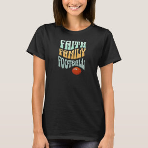 Frauen Glaube Familie Football Frauen Groovy Retro T-Shirt