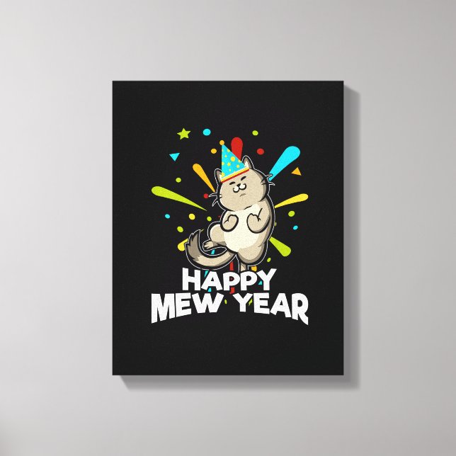 Frauen glücklich Mew Jahr 2023 Funny New Year Cat  Leinwanddruck (Vorderseite)