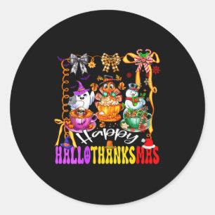 Frauen Glückliches Hallothanksmas Coquette Bogen K Runder Aufkleber