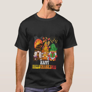 Frauen Glückliches Hallothanksmas Gnome Halloween T-Shirt